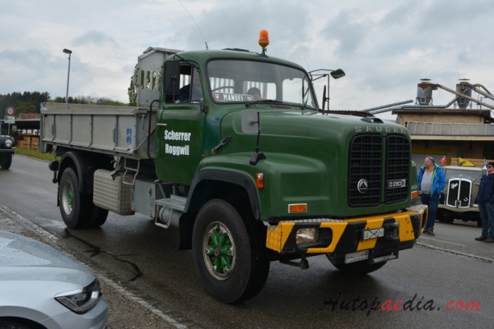 Saurer type D 1959-1983 (1982 Saurer D290B Scherrer Roggwil 4x2 dump truck), right front view