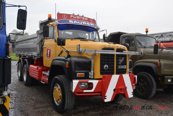 Saurer type D 1959-1983 (1983 Saurer D330BN D4KT-B Fuster spezial Tiefbau AG 6x6 dump truck), right front view