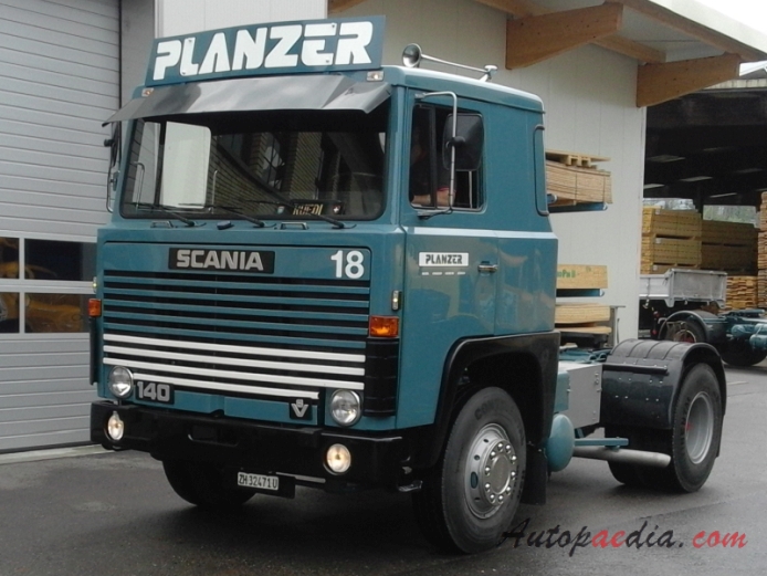 Scania 1968-1974 (L50/L80/L85/L110/L140) (1974 Scania LB 140 V8 Planzer semi truck), left front view