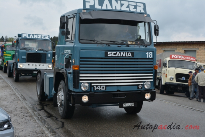 Scania 1968-1974 (L50/L80/L85/L110/L140) (1974 Scania LB 140 V8 Planzer semi truck), right front view
