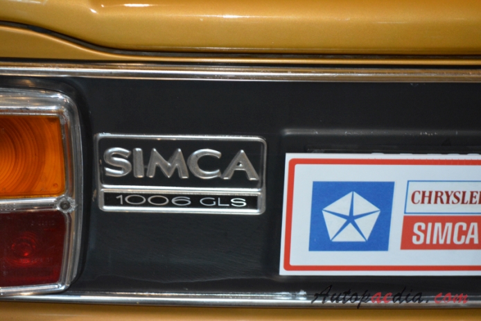 Simca 1000 1961-1978 (1978 1006 GLS sedan 4d), rear emblem  