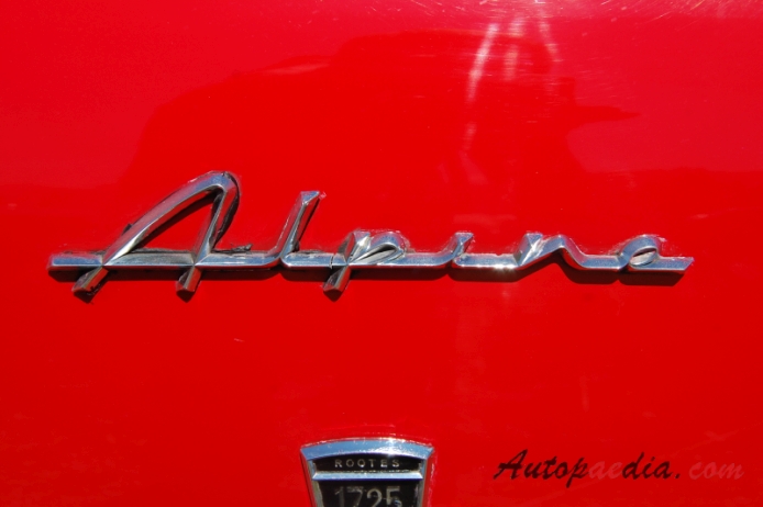 Sunbeam Alpine 2. generacja 1959-1968 (1965-1968 Series V 1725ccm), emblemat bok 
