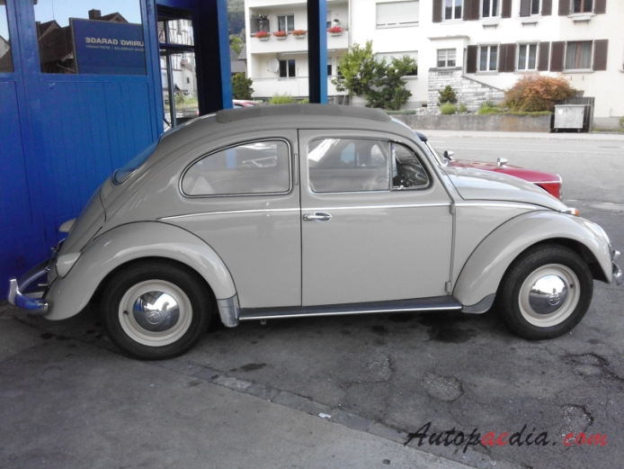 VW type 1 (Beetle) 1946-2003 (1958 Faltdach De Luxe limousine), right side view