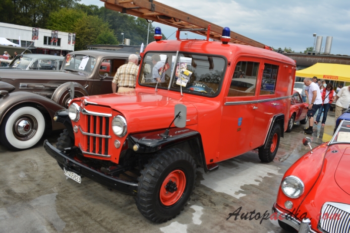 Willys Jeep truck 1947-1965 (1957 fire engine), left front view