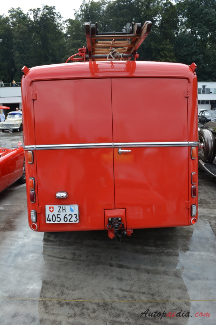 Willys Jeep truck 1947-1965 (1957 fire engine), rear view